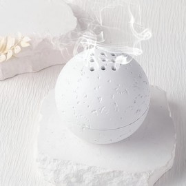 HUZHIBING 9 Holes Handmade Round Incense Resin Burner Holde, Minimalist Sphere Incense Frankincense Burner, Ravertine Incense Cone Holder for Yoga Meditation Spa Reading (White)