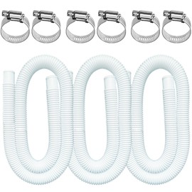 Pool Hoses for Above Ground Pools, 3 Pack 1.25 x 59 Inch Pool Filter Pump Hoses, Compatible with Intex Pool Filter Pump 607, 637 With 6 Metal Clamps