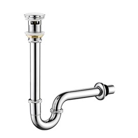 Heixutas Thickened Brass P Trap Set: 1-1/4 P Trap with Bathroom Sink Stopper - Sink Drain Plumbing Kit for Pipe Replacement (Chrome, with Overflow)