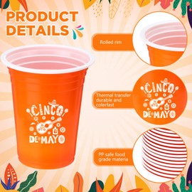 Ziliny 30 Pack Mexican Party Let's Fiesta Cups Cinco De Mayo Decorations 12 oz Disposable Plastic Cups for Fiesta Taco Birthday Party Drinkware Supplies