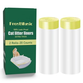 FrostMusic Cat Litter Box Liners - 20 Count Tear-Resistant Cat Litter Bags - Waterproof Kitty Litter Liners - Fits Litterbox Pan Sizes Medium, 31" x 17"