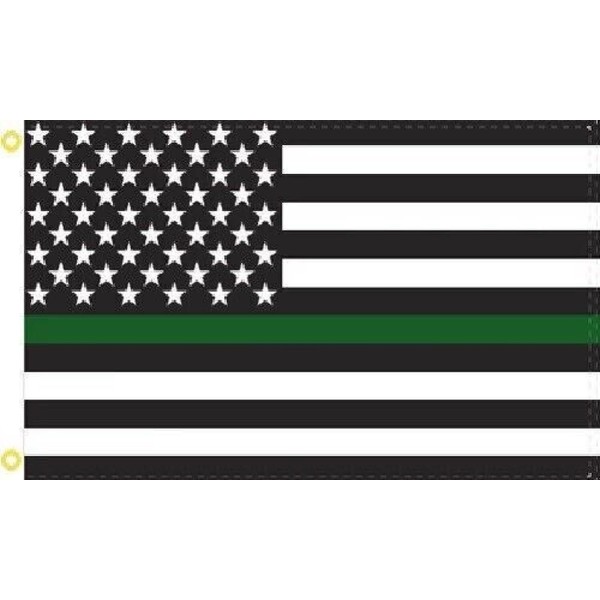 3X5 USA American 50 Star Thin Green Line PRINTED Flag