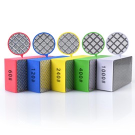 EGOFIX 5pcs Diamond Hand Polishing Pads for Ceramic Tile Glass Grinding,Sanding Blocks Polishing 60#,120#,240#,400#,1000#
