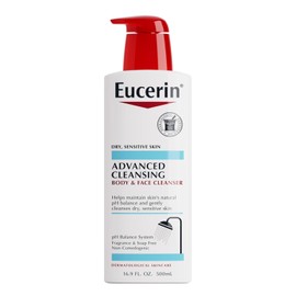 Eucerin - Limpiador corporal y facial Advanced Cleansing, 16.9 onzas líquidas