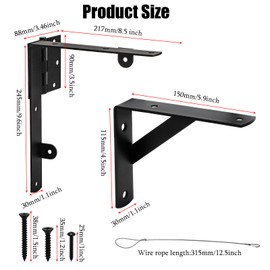 ZENFUN Anti Sag Gate Frame Kit, Gate Corner Bracket, Heavy Duty Brace Gate Hardware with Hinge and Gate Latch, Wooden Fences-No Sag Gate Corner Brace Bracket for Doors, Corral Gates, Wood Windows