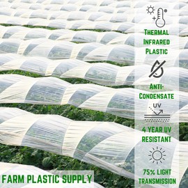 Farm Plastic Supply - Clear Coolmax Greenhouse Plastic Sheeting - 6 Mil - 4 Year UV Resistant Infrared Anti-Condensate Green House Covering Thermal Greenhouse Plastic 6 mil (24' x 10')