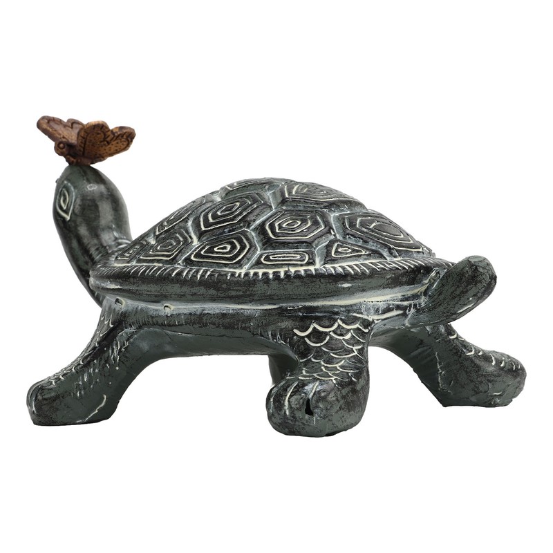 Turtle Butterfly Garden Statue Resin Fade Proof Weather Resistant Curious