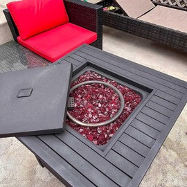 GRISUN Wine Red Fire Glass for Fire Pit, 20 Pounds 1/2 Inch Tempered Glass Rocks for Natural or Propane Fireplace, Safe for Outdoors and Indoors Firepit Glass