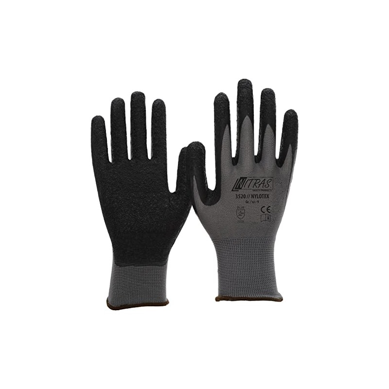 NITRAS Nylotex 3520 Nylon Latex Work Gloves 12 Pairs Size
