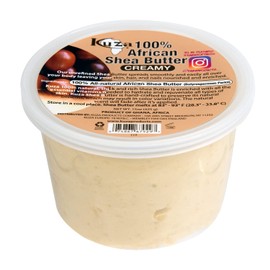 Kuza Kuza 100% Pure African Shea Butter with Borututu, White Creamy - 15oz. - Moisturizer for Hair, Skin & Nails