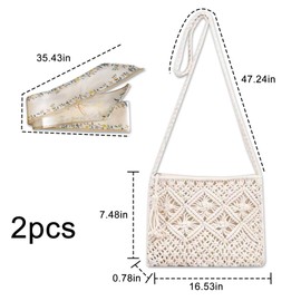 DKDDSSS Umhängetasche Damen Klein, Kleine Umhängetasche aus Baumwolle für Damen, Crossbody Strand Tasche, mit Quaste, für Damen Mädchen