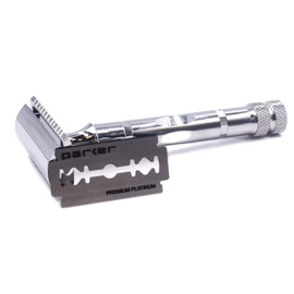 Parker's 89R 3 Piece Safety Razor Handle with Chrome Plated Brass Handle and 5 Parker Premium Double Edge Razor Blade Refills