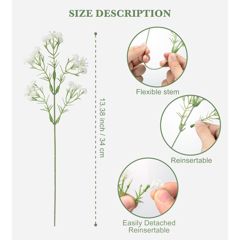80 Pcs Babys Breath Artificial Flowers,Baby Breath Flowers Artificial Bulk