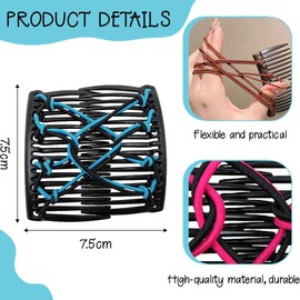 ZEPIQOR Hair Comb for Clips, Women's Hair Clips, Pack of 4 Fashionable Stretchy Hair Clips, Hair Clips, Hair Accessories, Hair Clip, DIY Hair Styling for Women and Girls