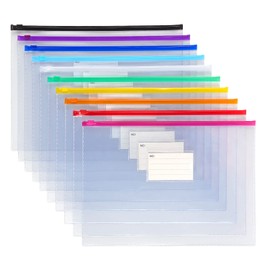 Tamaki 10 Pack Plastic Envelope Poly Zip Envelop Plastic Envelopes Files Zipper Folders, A4 Size, Letter Size, for School Office Supplies, 10 Color (13x9.25)