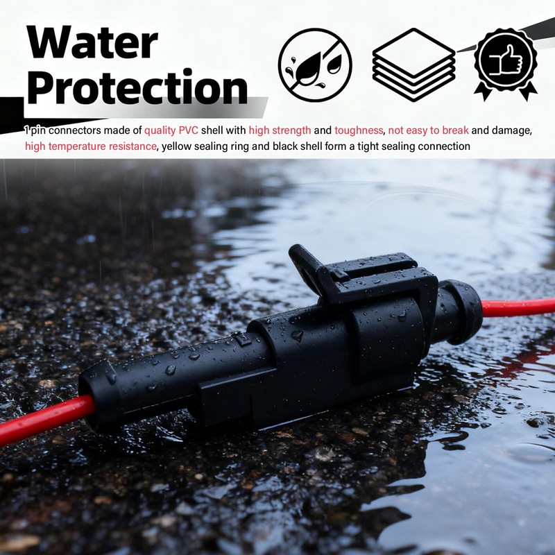6PCS 1 Pin Connectors,16AWG Single Wire Waterproof Connectors