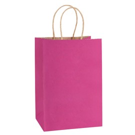 BagDream BagDream Kraft Paper Bags 25Pcs 5.25x3x8 Inches Small Paper Gift Bags with Handles Party Bags Shopping Bags Kraft Bags Pink Paper Bags Bulk