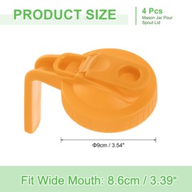 uxcell 4Pcs Mason Jar Pour Spout Lid, Mason Jar Lids Wide Mouth Airtight Flip Cap Lids with Handle for Drinking Salad Dressing and Food Storing, Yellow