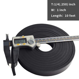 DOBTIM Thick Solid Neoprene Rubber Strips 1/4 (.250)" Thick X 1" Wide X 10' Long, Rubber Sheets, Rolls & Strips Use for Supports, Leveling, Sealing, Bumpers, Protection, Abrasion, Flooring
