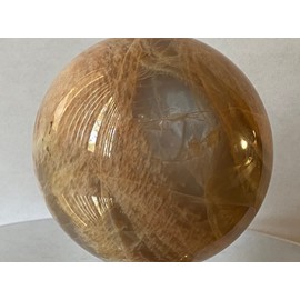 ✦ Bella-gems ✦ 60mm-2.4" - "Mysterious/Silky Velvety Flash"~Madagascar Peach Moonstone Sphere / Moon Magic / Crystal Healing / Crystal Grid - J1365