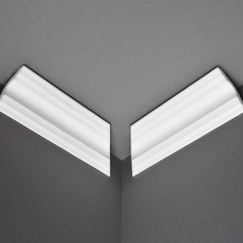 DECOSA Sonja A50 Interior Corner Moulding Profile 2 Strips Approx. 20 cm Length Make 1 Corner Set of 4 Elegant Moulding in White Polystyrene Trim 50 x 50 mm for Ceiling and Wall