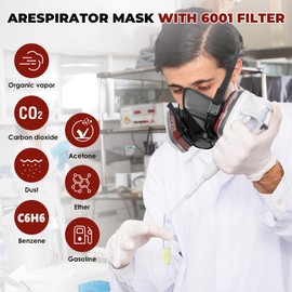 ANUNU Chemical Respirator Mask, Reusable Face Protection for Paint, Dust, Polishing, Spraying, Epoxy Resin, Sanding
