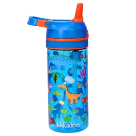 Kids Water Bottle, BPA Free, Leakproof, Easy Open, Secure Lock, Boys Water Bottle for School, Dinosaur Design, 420ml/14oz