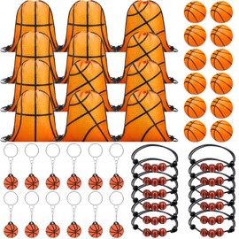 Poen Poen 48 Pcs Basketball Party Favors Include 12 Drawstring Backpack 12 Mini Basketball 12 Keychain 12 Wax Thread Braided Bracelet Inspirational Team Gift