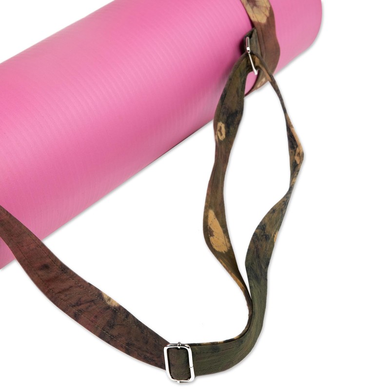NOVICA Cotton yoga mat carrier, 'Java's Calm'