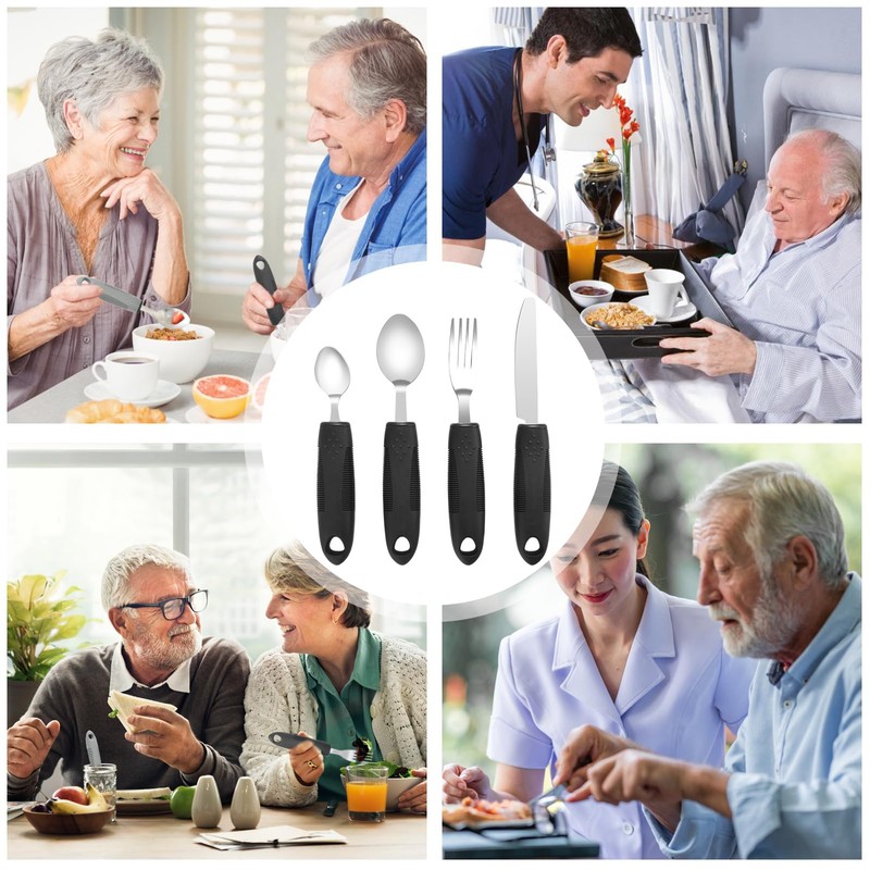 Extra Wide Handles Easy Grip Cutlery Set of 4 Disability