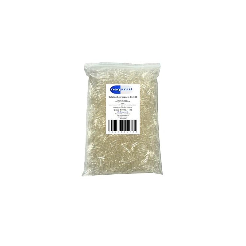 Empty Gelatin Capsules Transparent Size 000 Pack of 1000