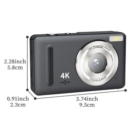 Lizbin Digital Camera, 4K Digital Camera for Photography, Small Cameras with 18X Zoom Anti Shake, Autofocus Compact Cameras, Digital Point and Shoot Camera for Beginner (Black)