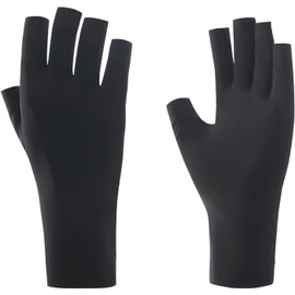 Guantes Negros para Protección Solar de Uñas, sin Dedos para Manicura en Gel, Ligeros y Transpirables, con Cobertura Ligera contra el Sol, cómodos para Conducir, Escribir y Uso Diario