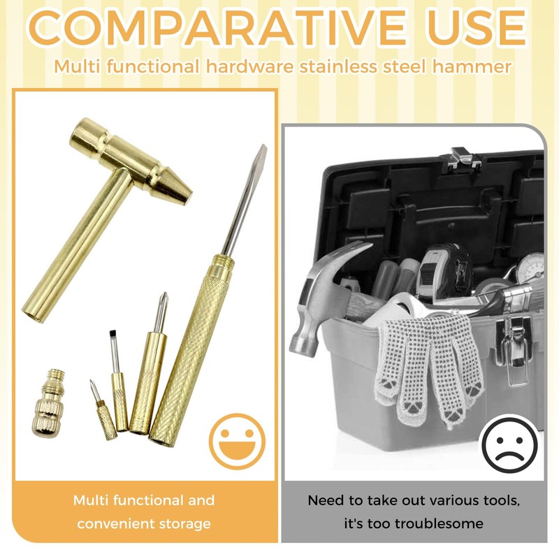 6 in 1 Mini Hammer Multitool, Small Camping Hammer with