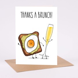 Funny Thank You Card - 'Thanks a Brunch' - Cute Funny Heartfelt Thankyou Card For Any Occasion - For Teacher - For Wedding Guest - For Someone Who Has Been There For You