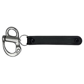 Firefighter SCBA Mask Quick Release Shackle, Genuine Leather Firefighter Mask Holder Clip for Turnout Gear, Heavy Duty Leather Mask Strap Holder with Metal Clip