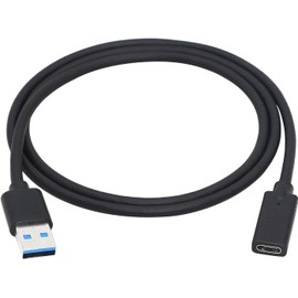 CERRXIAN USB 3.0 Type-A Male to USB 3.0 Type C Female Connector Converter Adapter (Black) 1M