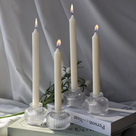 Woho Clear Taper Candle Holders Set of 8 for Taper Candles/Tea Lights Candles, Ribbed Glass Candlestick Holders for Wedding Table Centerpiece, Fluted Votive Candle Holders for Dinner Party Home Decor