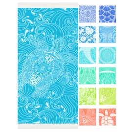 Vikumond Thin Turkish Beach Towel Lightweight Soft Cotton Extra Large XL Oversized Sand Free Sandproof Absorbent Quick Dry Towels Cloud Bath Pool Travel Compact Essentials Accessories for Adult Gifts