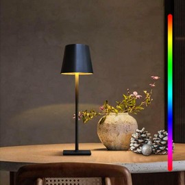 Solar Table Lamp with USB Rechargeable, Portable RGB LED Desk Lamp,4000mAh Battery Cordless Dimming Up Table Light for Restaurant/Bedroom/Bars/Outdoor Party/Camping/Coffee Atmosphere Night Light