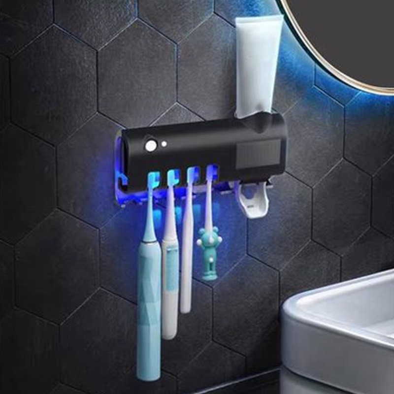 UV Toothbrush Holder with 1200mAh Battery Smart Induction Wall Mount