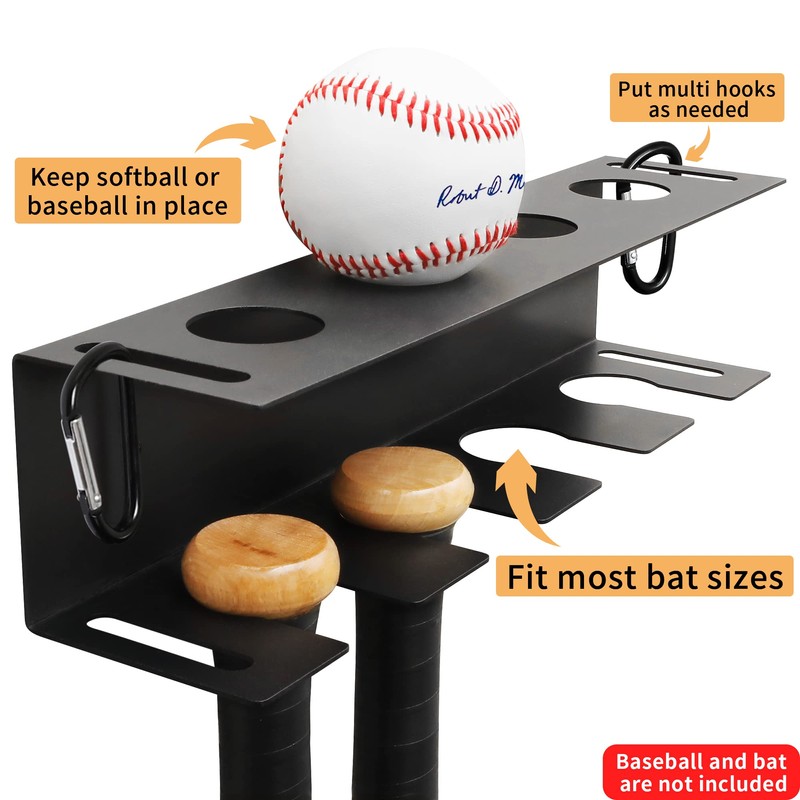 MIUONO Baseball Bat Wall Mount, Baseball Holder and Bat Rack