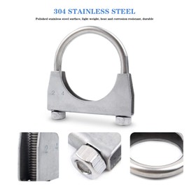 RP Remarkable Power, Stainless Steel U-Bolt Muffler/Exhaust Clamp (2.25")