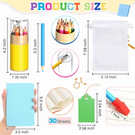 Skyygemm 12 Set Mini Colored Pencils with Sharpeners Easter Party Favors Bulk Inspirational Rainbow Pencil Gifts Mini Notebooks Erasers Cards and Clear Gift Bag for Back to School (Rainbow)