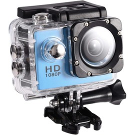 Rigwig Action Camera, 2.0 Inch Full HD 1080P Sports Camera, 30M Waterproof Underwater Camera, 16MP Anti-Shake Bike Camera, Mounting Accessories Kit for Diving/Bike/Climbing/Swimming (Blue)