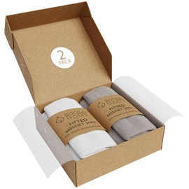 Bassinet Fitted Sheets - Compatible with 4moms MamaRoo Sleep Bassinet | 100% Organic Jersey Cotton - White + Grey | 30x18 (2 Pack)