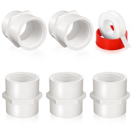 Boltigen 5Pcs White PVC Pipe Fittings, 2inch NPT Female Thread Pipe Fitting Adapter Connector, PVC Female Threaded Pipe Coupling, Socket x NPT Female, Sch40