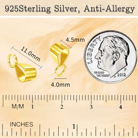 Qulltk 6Pcs 925 Sterling Silver Slider Pendant Clasp Bail Connector with Open Loop,S925 Bails for Jewelry Making Made in Italy