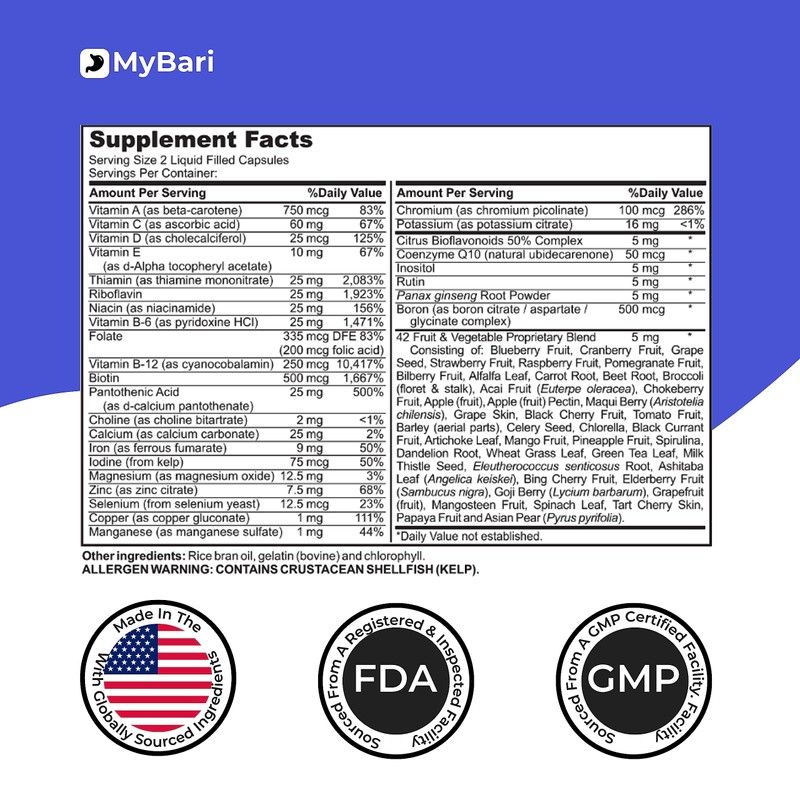 MyBari All-in-One Bariatric Multivitamin with Iron - Made in USA