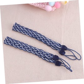 FUNOMOCYA 2 Pairs Hand Tied Curtain Clips Fabric Drapery Tassels for Window Country Floral Curtains Easy to Use Holdbacks Knitted Rope Stylish (Royal)